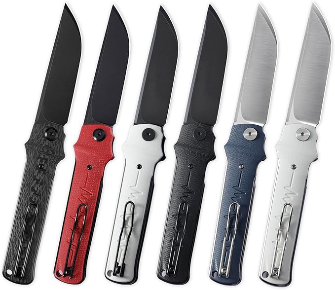 Petrified fish PFB04 Tena Folding Knife, 3.82" D2 Black Stonewashed Blade Carbon Fiber Handle Pocket Knife for EDC Camping Outdoor (Carbon Fiber Black Stonewashed)