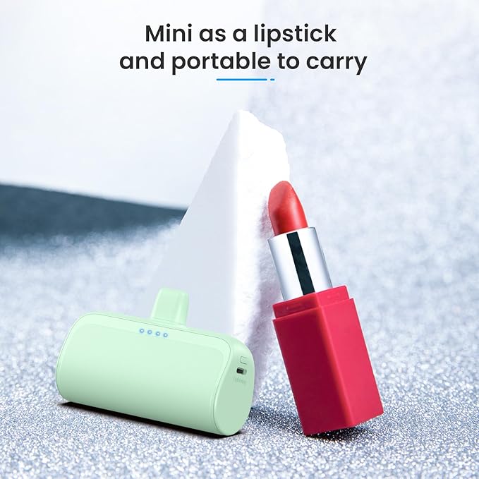 [2 Pack]Mini Portable Charger for iPhone,5200mAh Ultra-Compact Fast Charging Power Bank Cordless Cute Small Battery Pack Compatible with iPhone 14/14 Pro Max/13/12/11/XR/8/7/6(Light Blue+Light Green)