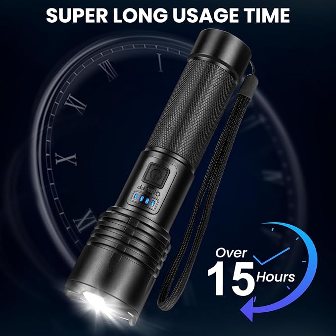 3 Pack Rechargeable Flashlights High Lumens, 90,000 Lumen Super Bright Led Flashlight with Adjustable 3 Modes & Power Display, Brightest Handheld Waterproof Flash Lights for Home Camping Hiking