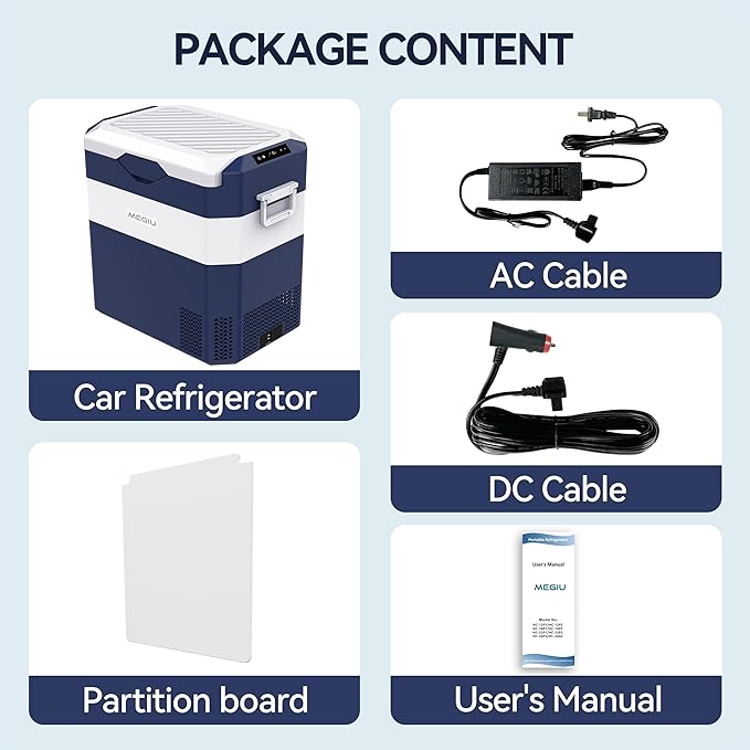 12 Volt Refrigerator Car Fridge Portable 12V 45 Quart Freezer Compressor Cooler 12V/24V DC 110～240 V AC for Truck Van RV Camper SUV and Home Use