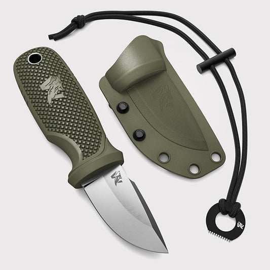 W-MINI - EDC Neck Knife with Sheath and Necklace - Small EDC Fixed Blade Knife Necklace and Belt Clip - Pocket Fixed Blade Knives - Full Tang Neck Knife with Sheath Tactical and Fire Starter