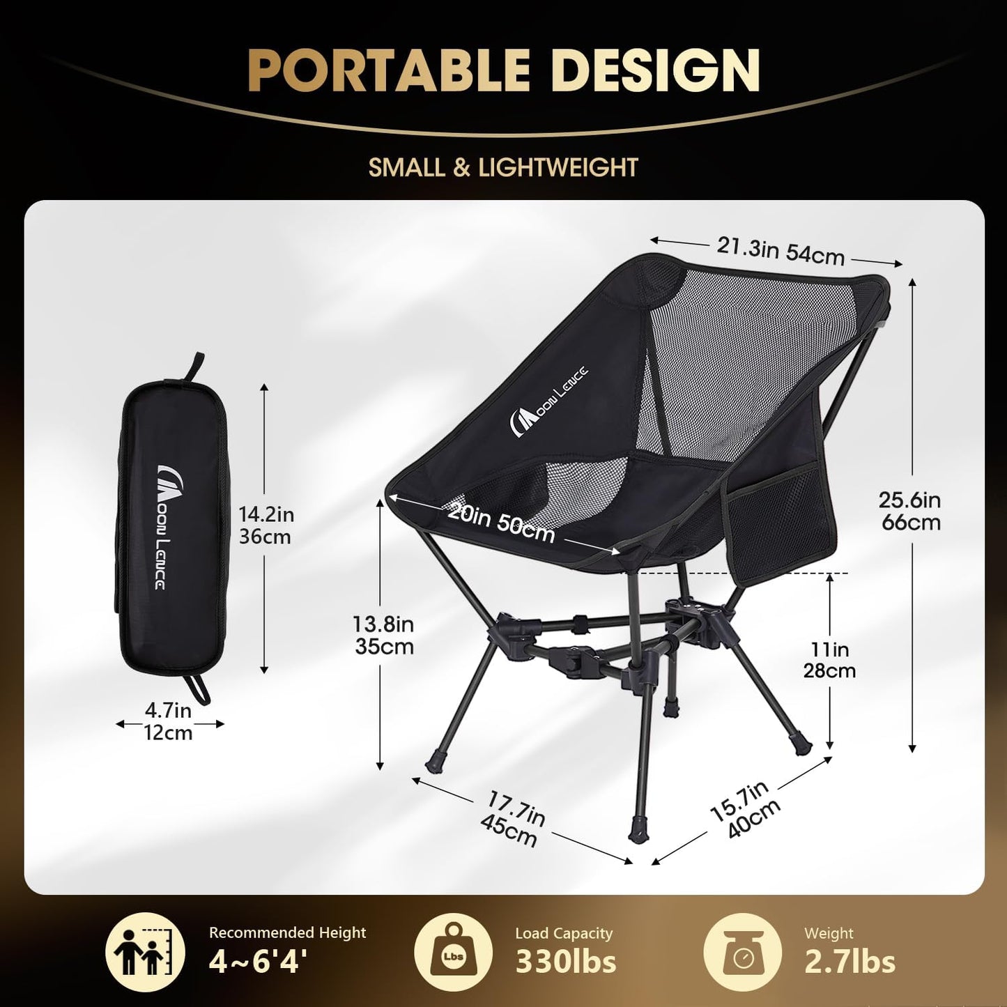 MOON LENCE Portable Camping Chair Backpacking Chair - The 4th Generation Ultralight Folding Chair