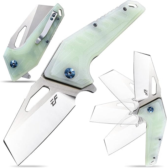 Eafengrow EF933 Pocket Folding Knife EDC D2 Steel Blade Knives G10 Handle Pocket Clip EDC Knife Emergency Outdoor Camping Tools (jade)