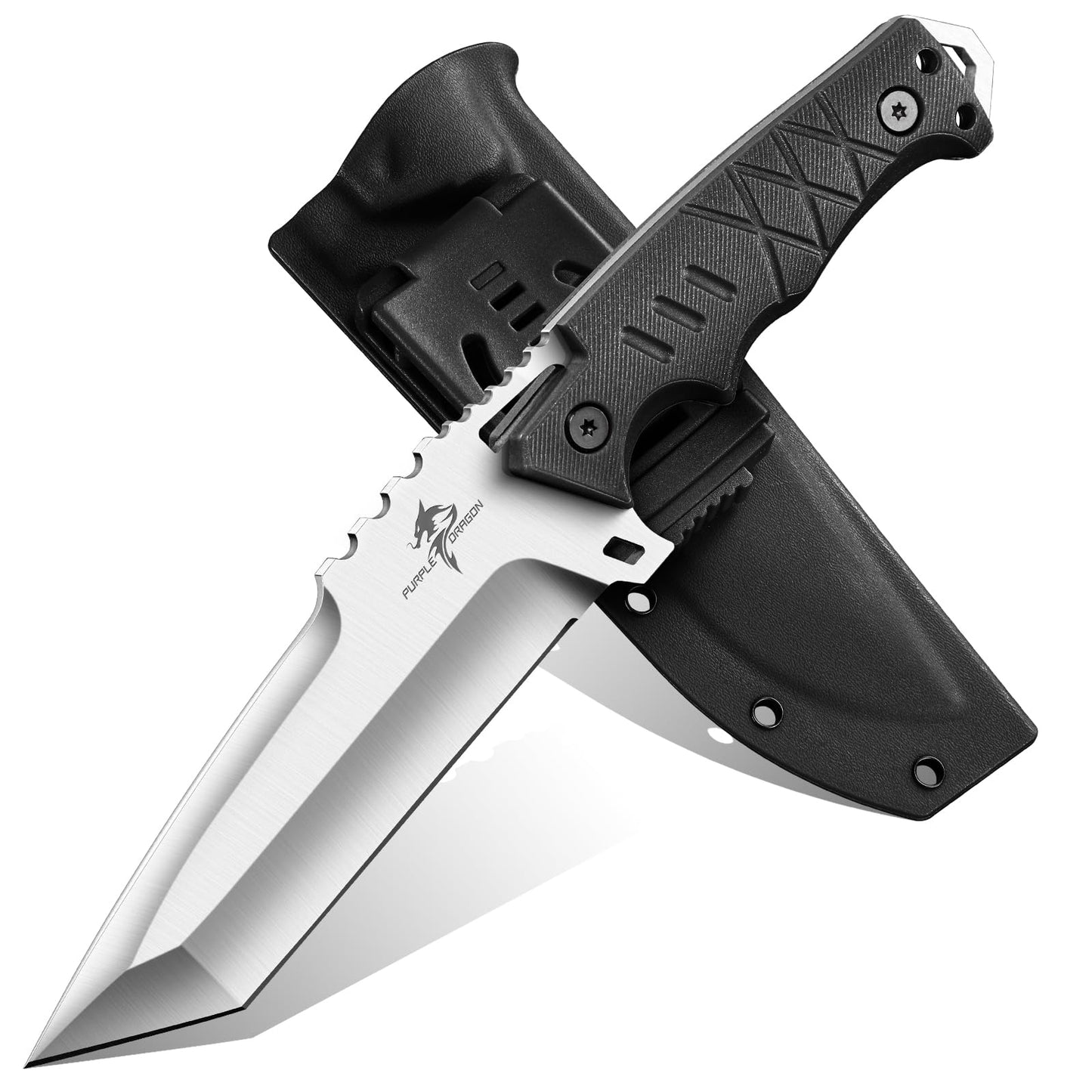 Purple Dragon Fixed Blade Knife with Kydex Sheath - Plain Blade
