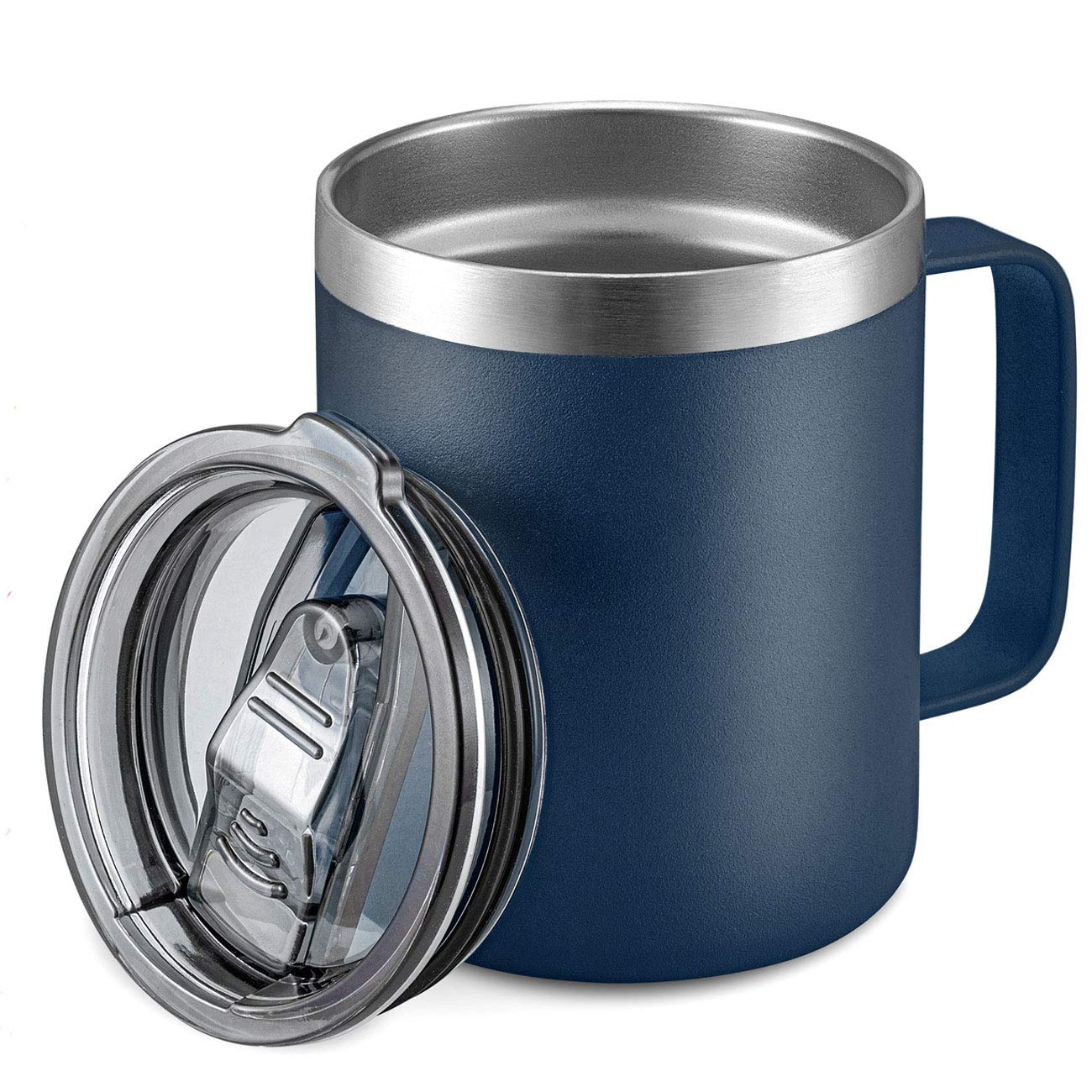 ALOUFEA 12 oz Insulated Travel Coffee Mug with Handle, Navy
