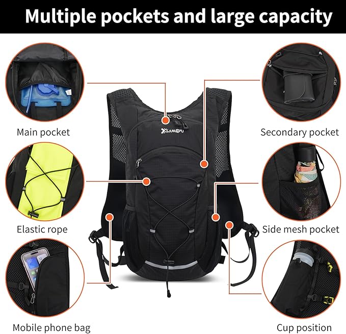 15L Small Hiking Backpack Lightweight Hydration Backpack for Men Women, Warterproof Hiking Daypack for Travel Cycling
