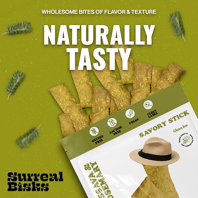 Surreal Bisks Nutritious 4-pack Snack Bundle - Mixed Snack (2oz) & 3 Sticks (3/4oz each) - Banana & Açaí, Apple & Cinnamon, and Cassava & Rosemary - Healthy, Vegan, Gluten-Free Treats