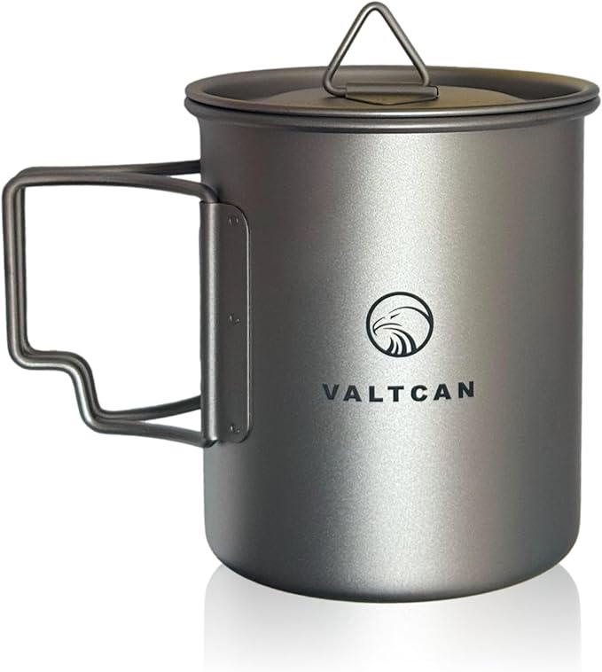 Valtcan 450ml Titanium Camping Cup with Tight Lid 15.2oz or 1.9 Cups Capacity