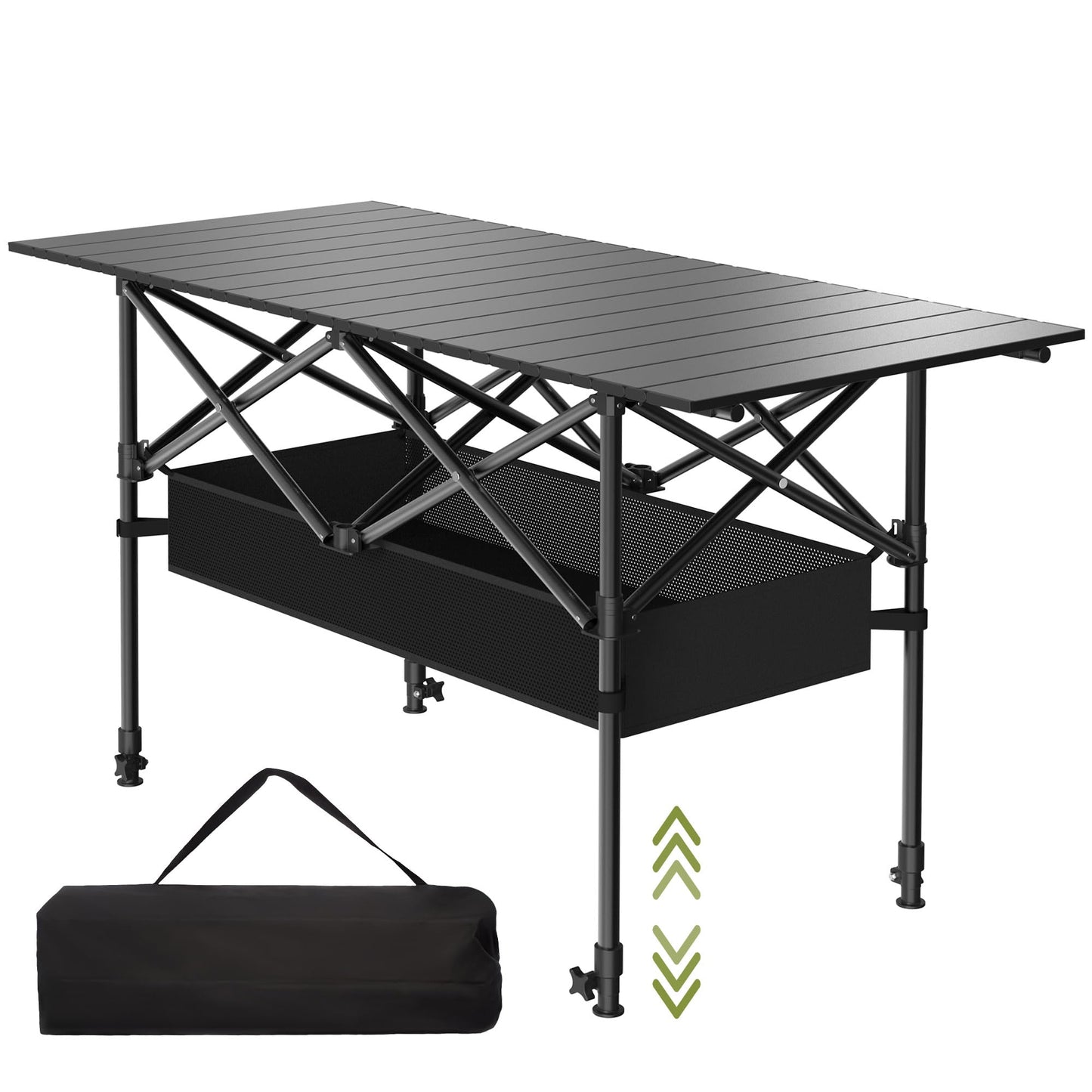 Hsundries 4FT Folding Camping Table,Portable Roll-up Picnic Table with Carry Bag & Mesh