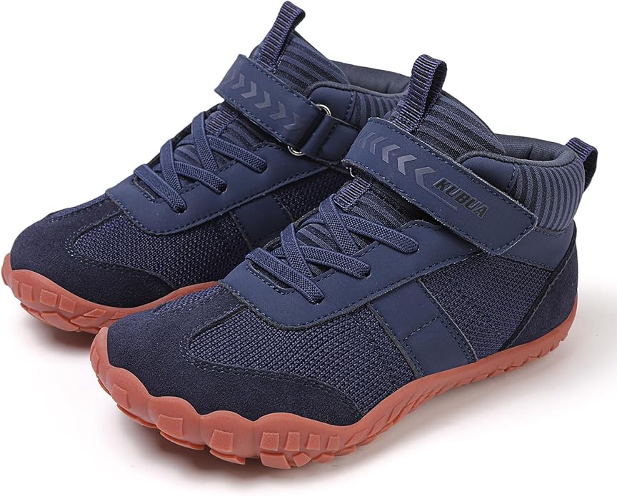 KUBUA Kids Barefoot Shoes Boys Girls High Top Minimalist Zero Drop Sneakers for Tennis Walking Hiking Athletic Little Big Kid