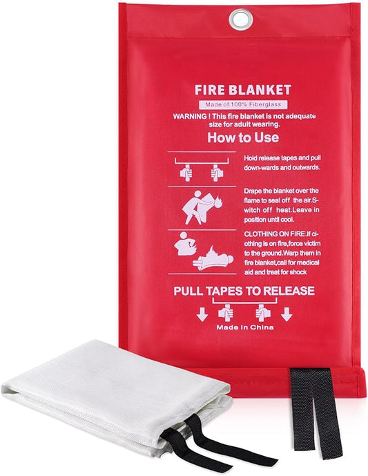 Fire Blanket for Home Emergency Survival ??Fiberglass Suspend Fire Flames Suspension Blankets for Home and Kitchen School Grill Garage House Warehouse Safety (1pc-FireBlankets)
