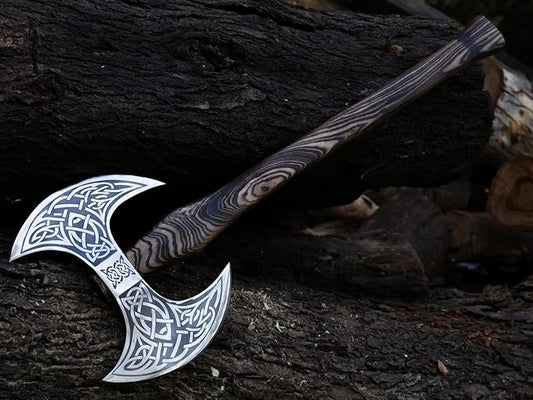 24??Viking Double Handed Axe, Large Norse Axe, Scandinavian Style Hatchet Double Headed ax, Viking ax, History of Norse Mythology self Defense Prop Tools