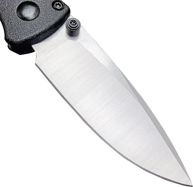 HUAAO Mini Folding Pocket Knife, Plain Edge, Thumb Stud Manual Open, Glass Reinforced Nylon Grivory Handle with Belt Clip for EDC Camping(440C blade)