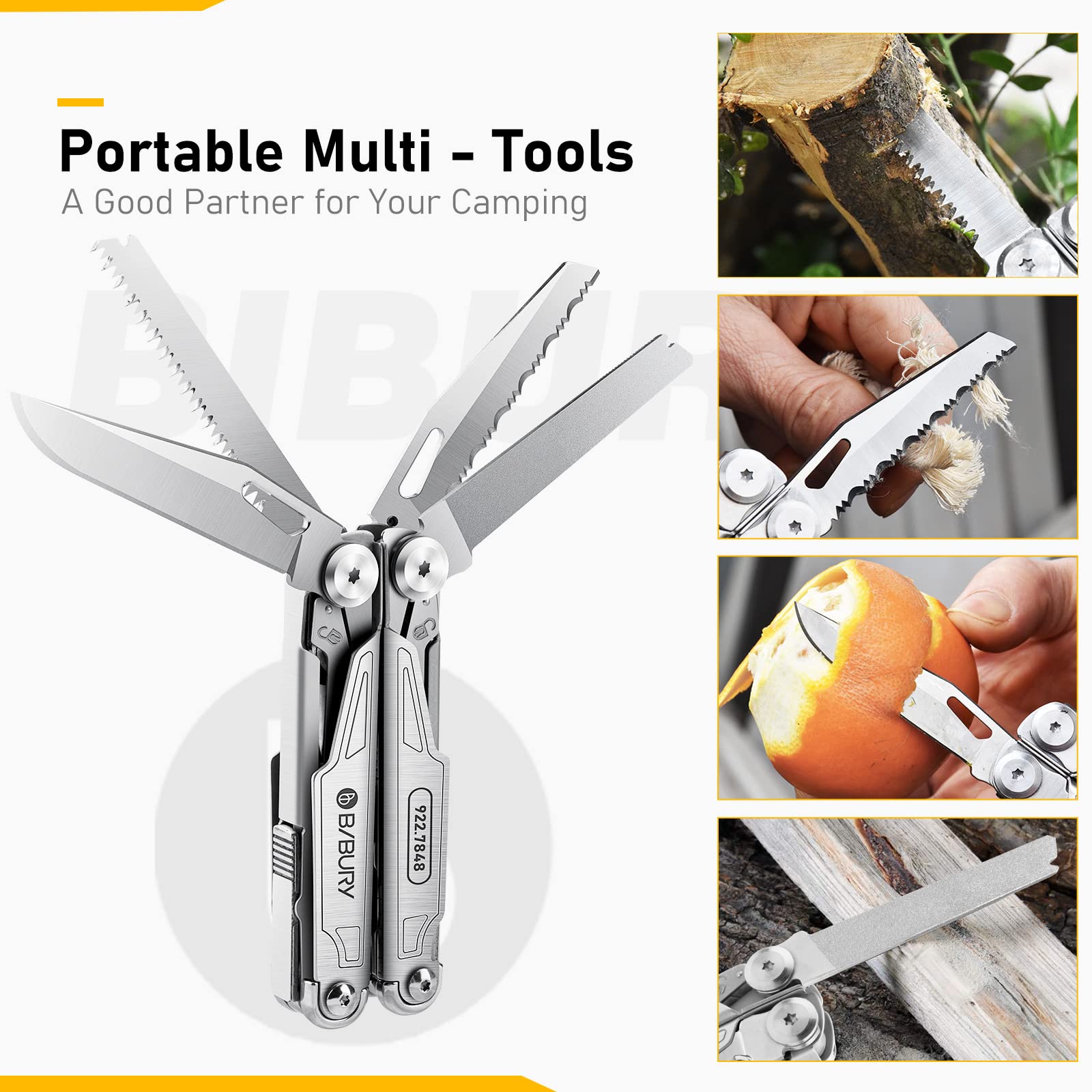 BIBURY 19-in-1 Multitool Pliers with Pocket Knife & Pocket Clip, BI2038A