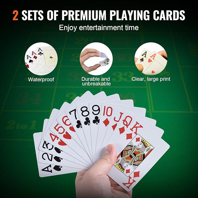 VEVOR Poker Chip Set, 500-Piece Poker Set, Complete Poker Playing Game Set with Carrying Case, Heavyweight 14 Gram Casino Clay Chips, Cards, Buttons and Dices, for Texas Hold'em, Blackjack, Gambling