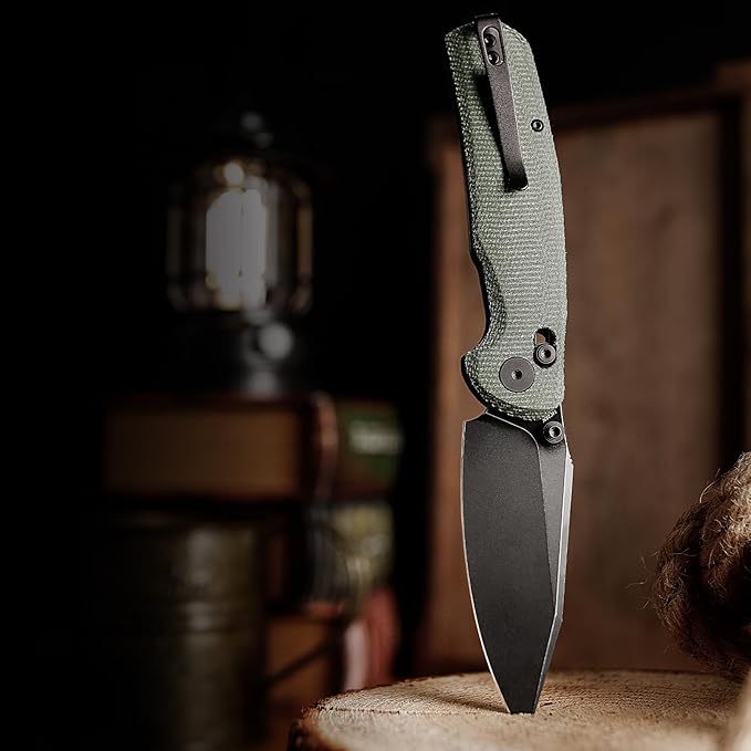 Folding Knives, 3.34??14C28N EDC Knife for Men, Pocket Knife with Clip,Thumb Stud,Micarta Handle.Outdoor Camping Tool，Hornet-04G