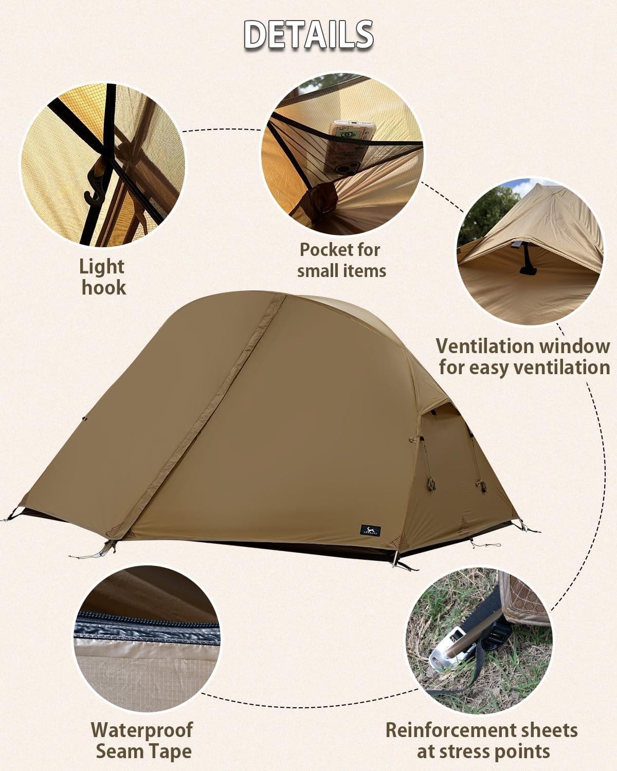 MC TOMOUNT Backpacking Tent Ultralight Nylon 2 Person Tent