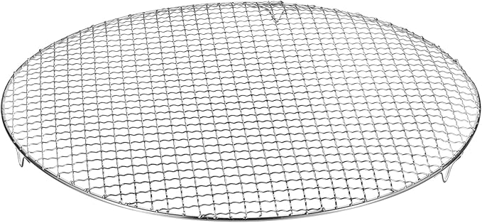 HARFINGTON Round Cooking Rack 17.7-inch Stainless Steel Cross Wire Barbecue Grill Net with 20mm Legs for Cooking Baking Steaming BBQ
