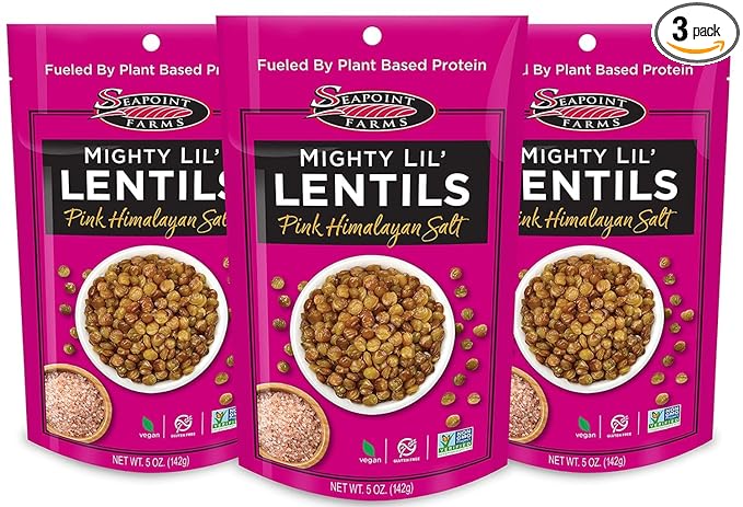 Seapoint Farms Mighty Lil??Lentils, Pink Himalayan Salt, Plant Based Protein, Vegan, Gluten-Free, Non-GMO, and Kosher Crunchy Snack for Healthy Snacking, 5 oz (Pack of 3)