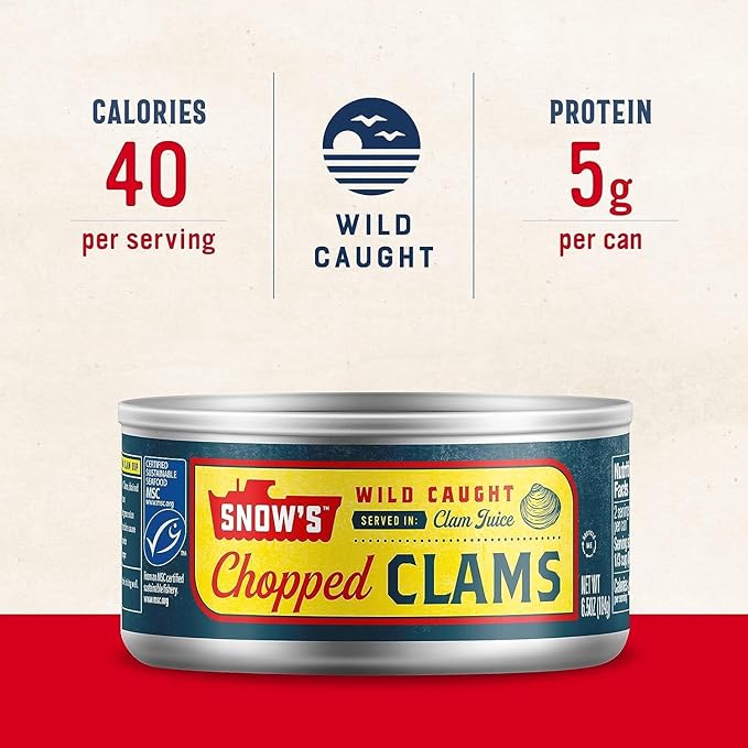 Snow's Clams Pantry Bundle - 1 Bottle Clam Juice, 1 Can Chopped Clams, and 1 Can Minced Clams - Clams for Chowders, Soups, and Stews