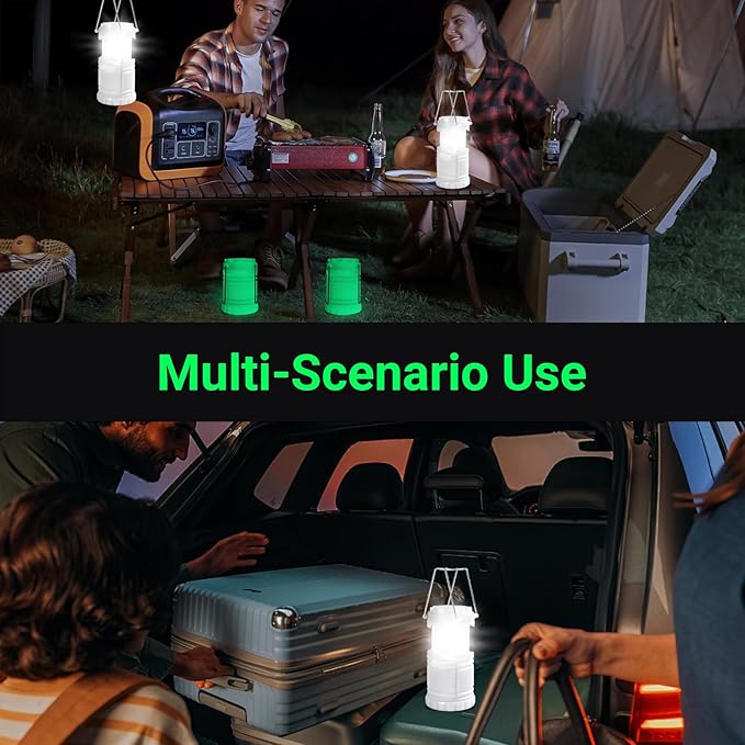 KUNHE LED 60 Pack Glow-in-The-Dark Camping Lanterns Battery Powered (Includes 180 AA Alkaline Batteries) 350 Lumens IPX4 Water Resistant Lanterns for Power Outages Emergency Hurricane Storms