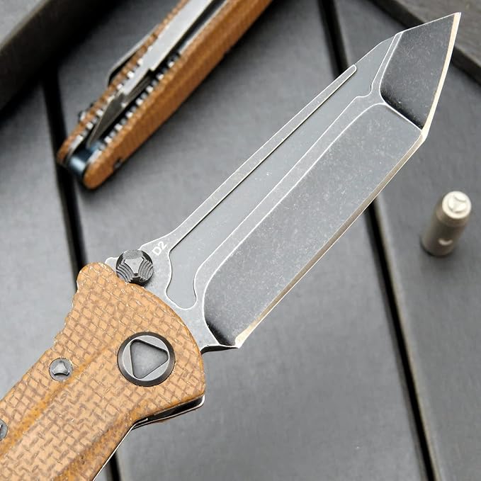 Eafengrow EF55 Pocket Knife Folding Knife G10 Handle D2 Steel Blade Folder EDC Tool Knifes for Working Camping with Clip(Brown)