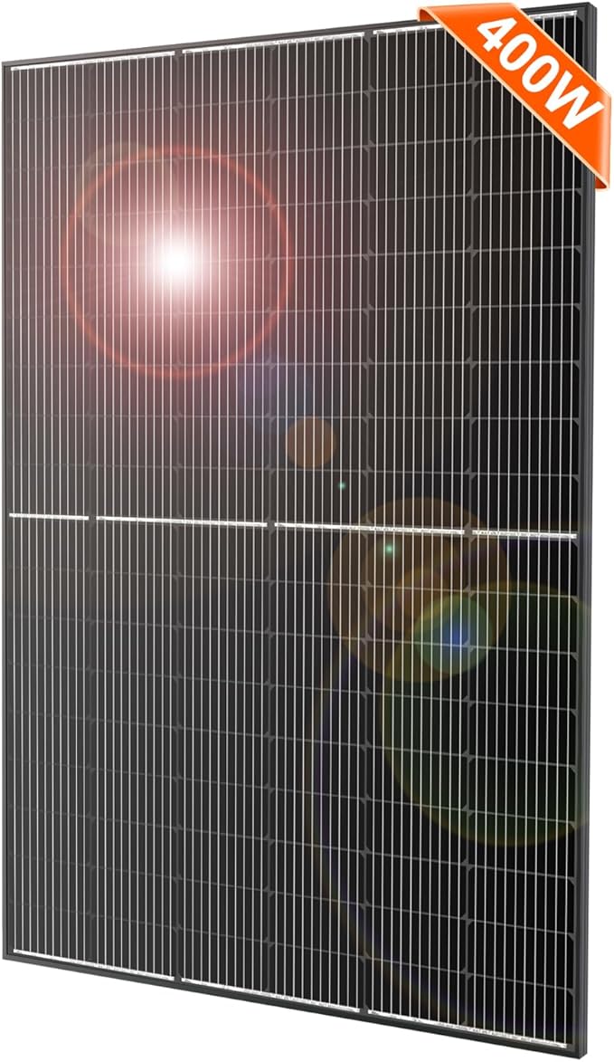 DOKIO 400W Mono Solar Panel 12/24V, Includes 3 m MC4 Leads for Garden/Yard - Greenhouse/Shed/Patio Use, Off-Grid Battery Charge, 12V Parallel Preferred for Better Stability, Clean Wiring