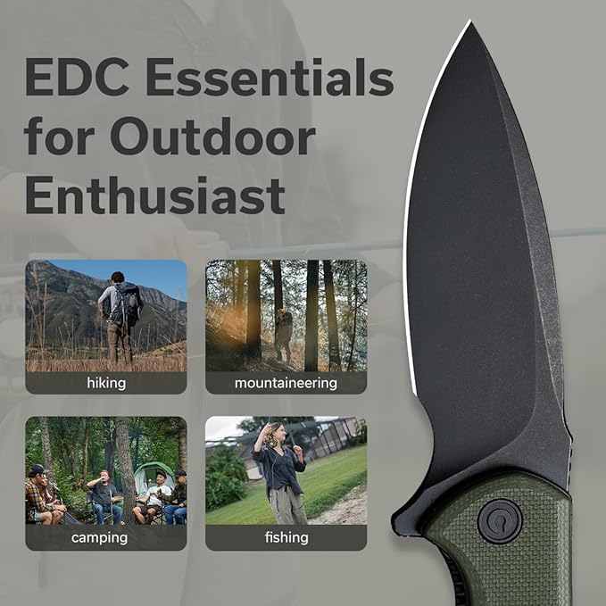 CIVIVI Mini Praxis Folding Pocket Knife, 2.98" D2 Steel Blade G10 Handle Small EDC Knife with Pocket Clip for Men Women, Sharp Camping Survival Hiking Knives C18026C-1