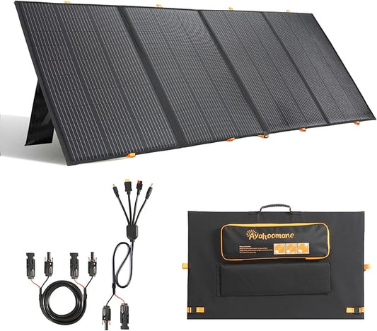 400W Portable Solar Panel,Foldable Solar Panel Power Backup,36V Output Solar Charger for Power Station Off Grid Outdoor Activities, RV, Marine,Camping, Solar Generator, IP67 Waterproof