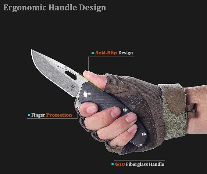 Tactical Folding Knife - CPM S35VN Steel, G10 Handle - Plump Linear Blade Design - Great for Outdoor Survival Camping Hunting, Ideal Gifts for Men. Eagleye Series
