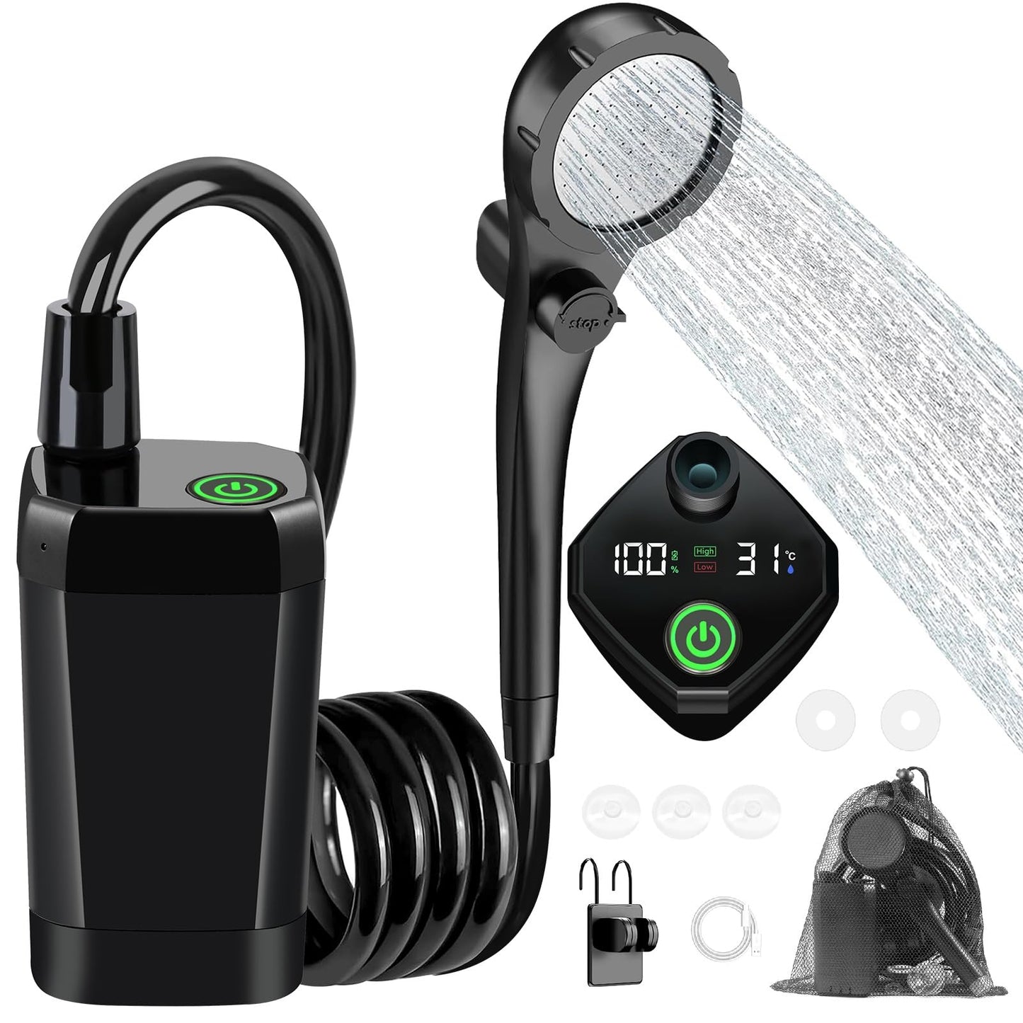 Fotgear Portable Camping Shower, 6000mAh Rechargeable Outdoor Shower Pump