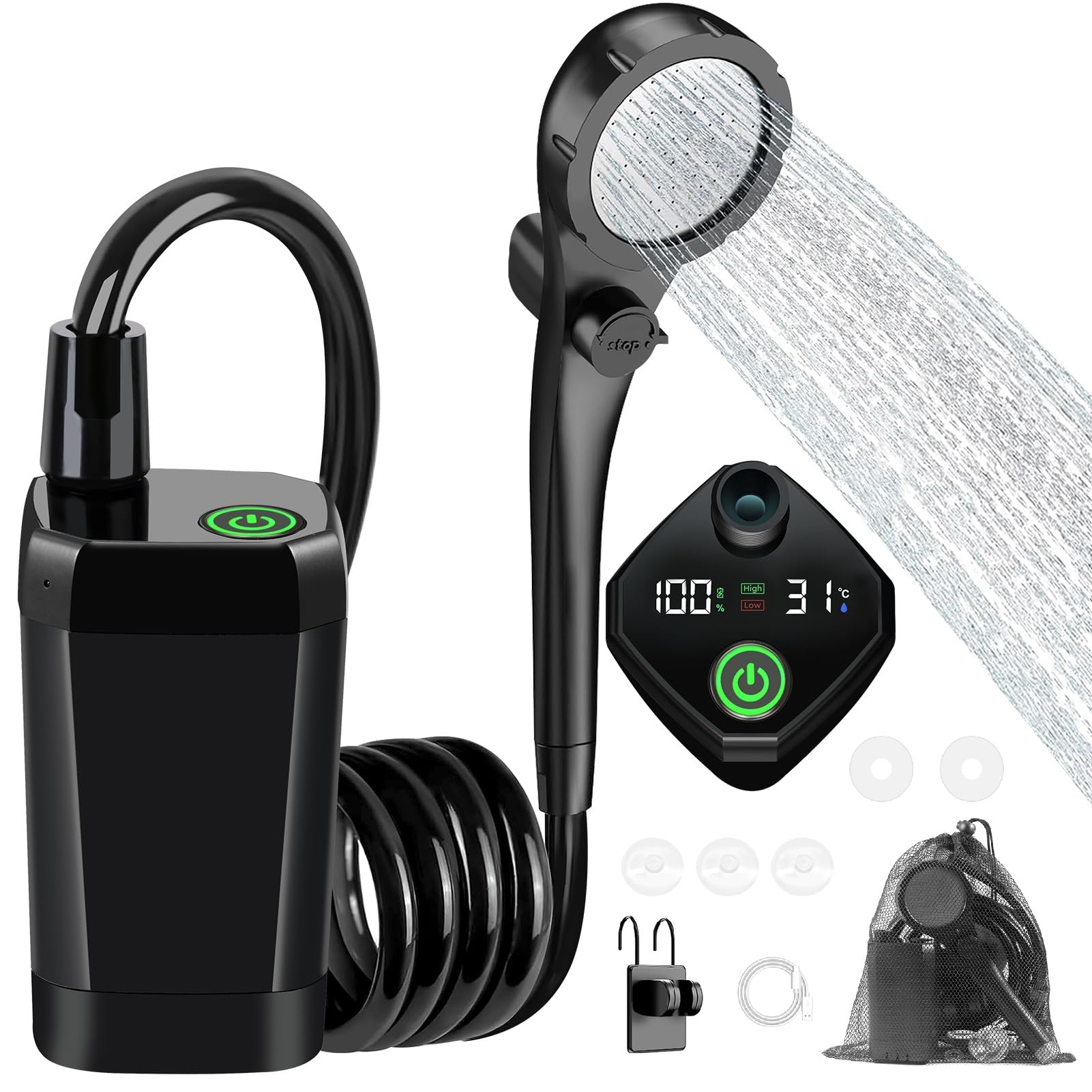 Fotgear Portable Camping Shower, 6000mAh Rechargeable Outdoor Shower Pump