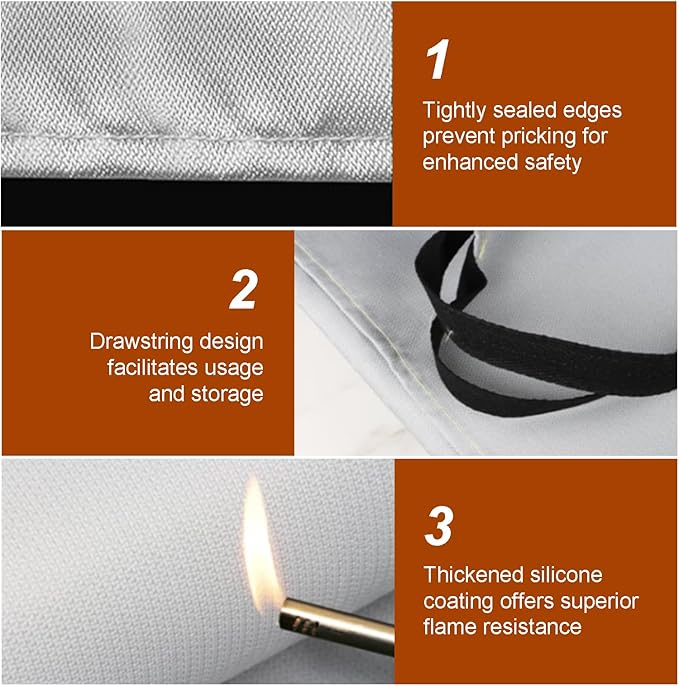 20ft x 30ft Car Fire Blanket for Electric & Gas Vehicles, 1100°C Reusable Emergency Fire Suppression Blanket, Large Double-Sided Silicone Survival Safe Blankets for EV Battery & Engine Fires