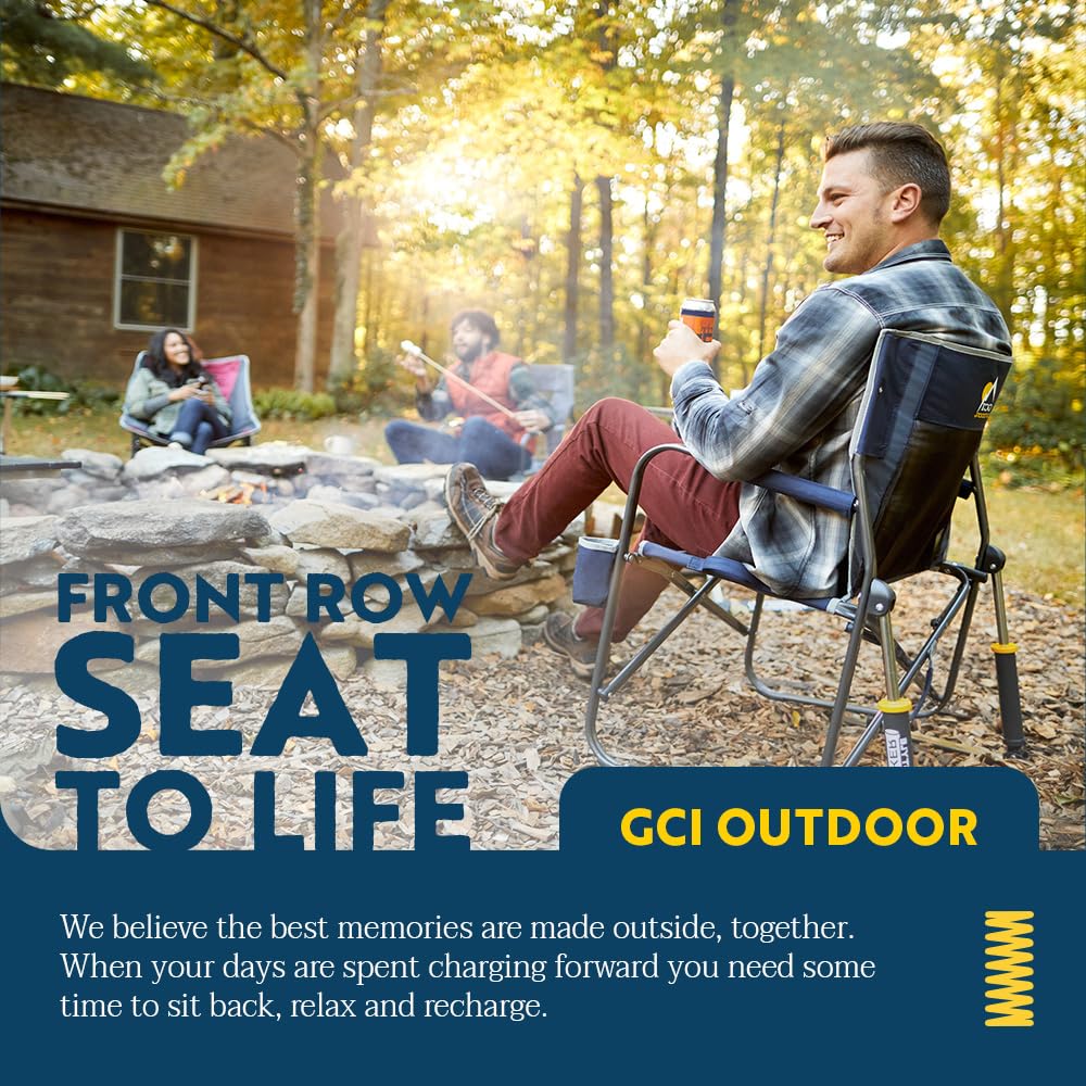 GCI OUTDOOR Freestyle Rocker with Side Table Camping Chair | Portable Folding Rocking Chair with