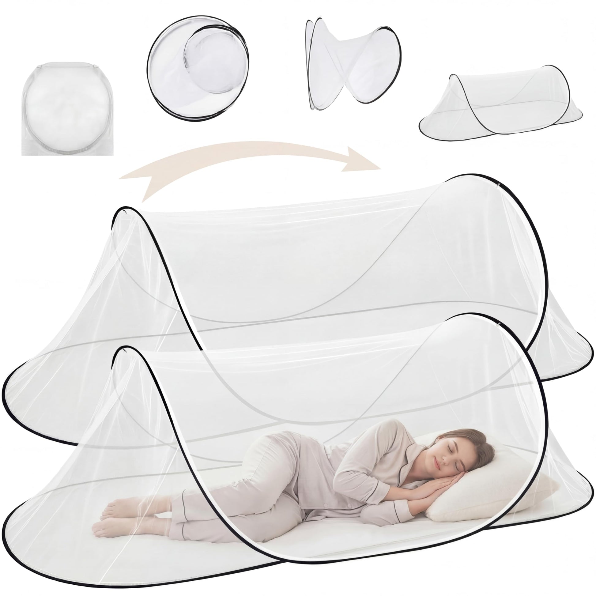 Vincreem 2 Pcs Mosquito Netting for Camping Bed 78 * 31 * 22 Inch, White