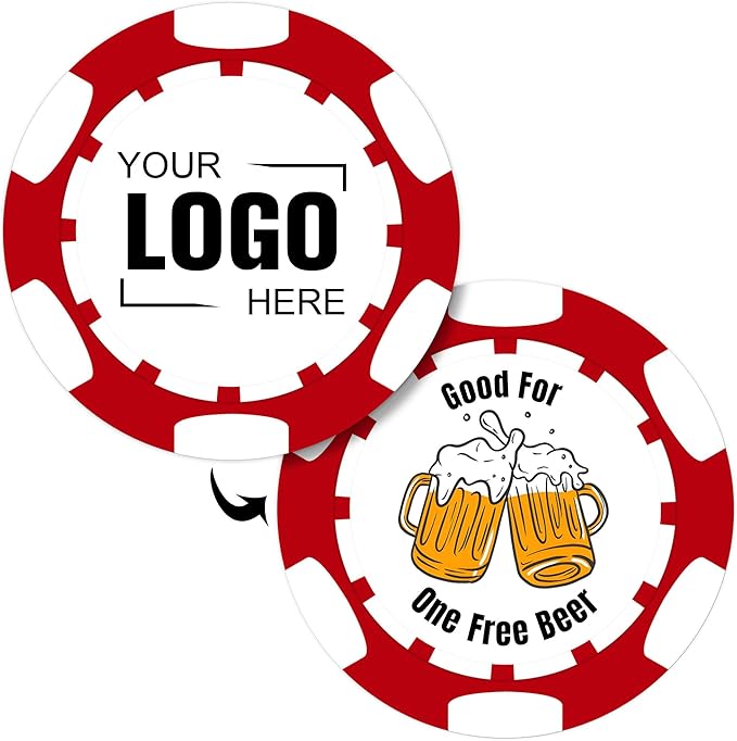 Custom Poker Chips 50 Pcs, Personalized Full Color Chips with Your Logo, Text, or Design, 11.5g Casino Chips for Gifts, Business Cards and Events