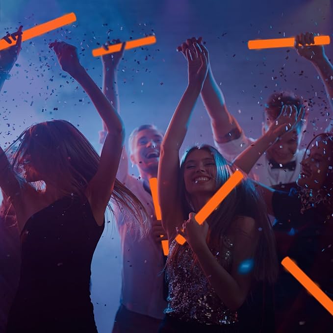 48Pack LED Glow Foam Sticks Bulk,Light Up Glow Sticks with 3 Flashing Modes,Orange Glow Wands Party Pack,Glow In The Dark Party Supplies for Halloween,ThanksGiving Day,Christmas,Birthday