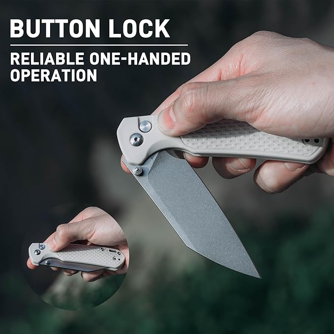 CJRB Pyrite-Light Pocket Knife for Men, 3.34'' S90V Steel Blade EDC Knife with Pocket Clip for Camping Hiking(J1945G)