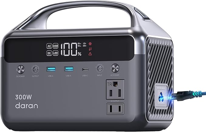Portable Power Station 300W (600W Peak), 192Wh (60,000mAh) LiFePO4 Battery Backup with AC Outlets, 5.5LB Power Bank for Outdoor Camping, Traveling, Home & Emergency