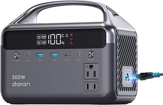 Portable Power Station 300W (600W Peak), 192Wh (60,000mAh) LiFePO4 Battery Backup with AC Outlets, 5.5LB Power Bank for Outdoor Camping, Traveling, Home & Emergency