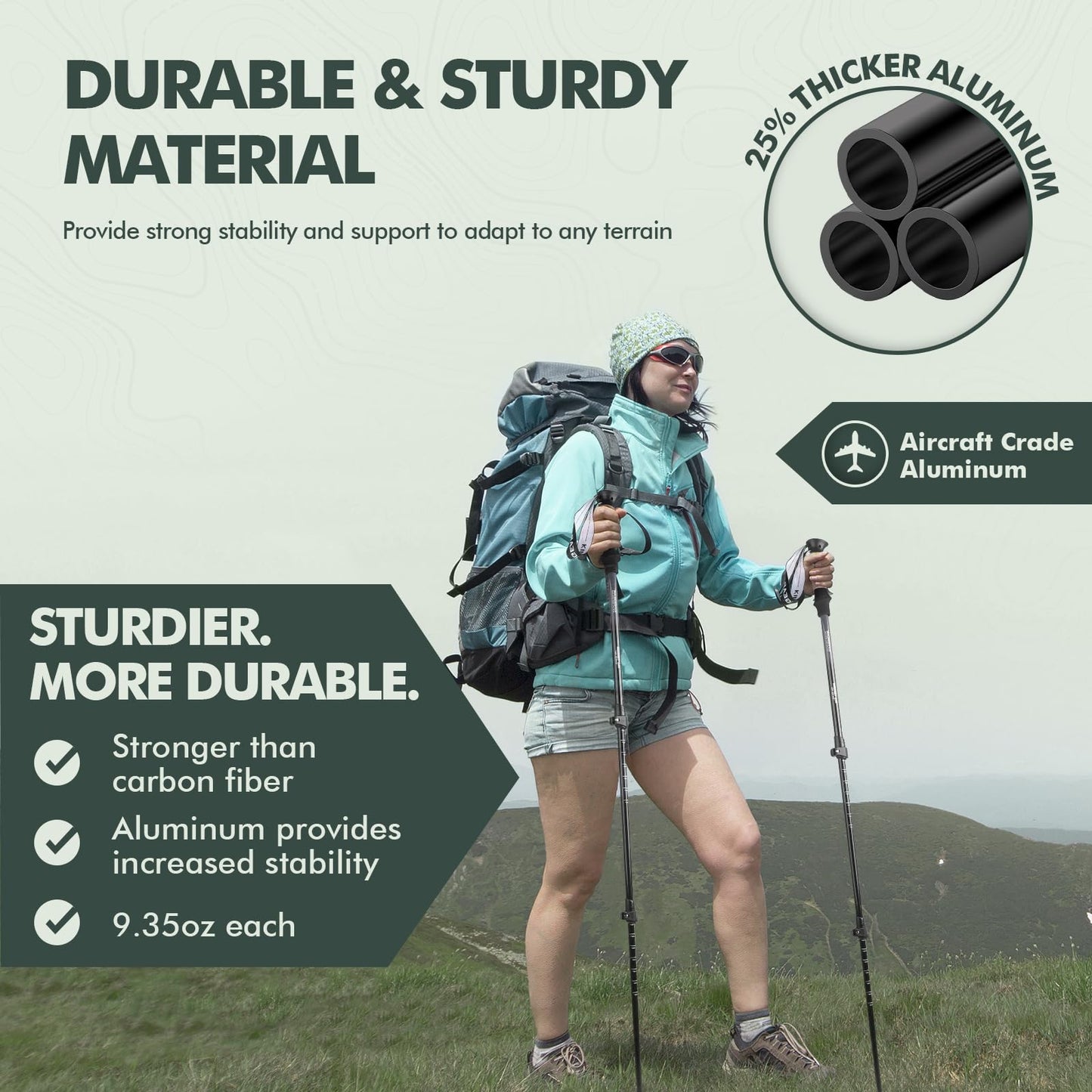 KINGGEAR Trekking Poles 7075 Aluminum Lightweight Hiking Sticks