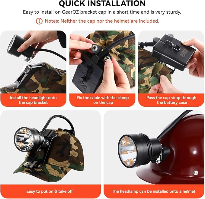 10W Coon Hunting Lights, 45000LUX Hunting Headlamp for Coyotes Hog Predators, Rechargeable & Waterproof, 6 Lighting Modes, 4 Powerful LEDs (White Red Green Amber) for Night Working