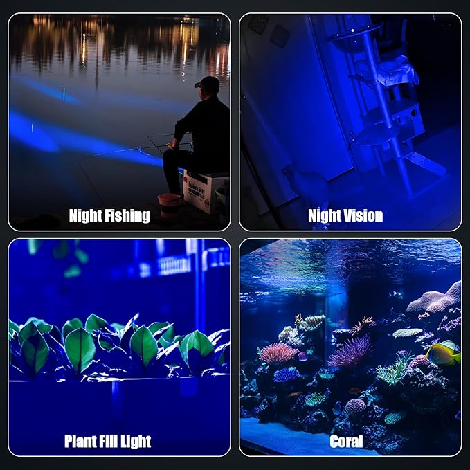 ULTRAFIRE Blue Light Flashlight,450-460nm High-Purity Single Mode Blue LED, Portable Compact for Night Fishing & Hunting, Professional Outdoor Visibility Enhancer (T1 Ultra-B)