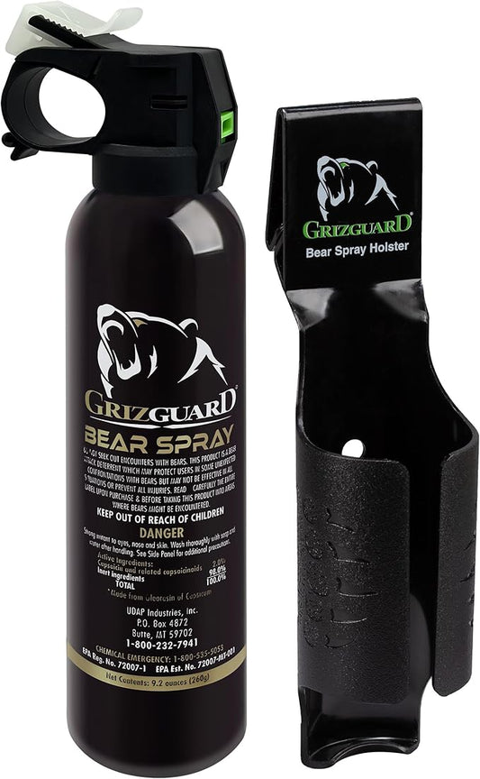 UDAP Griz Guard Bear Pepper Spray Self Defense Deterrent with Holster for Camping, Hiking, Fishing