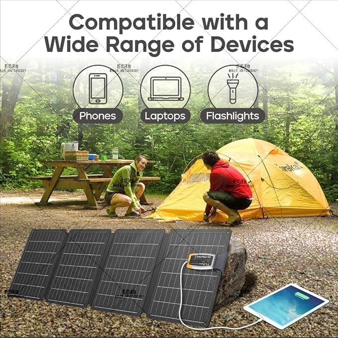 E-LiPower Portable Solar Panel 36W | 26% High-Efficiency Foldable Solar Panels with USB QC and PD Quick Charge for Camping, Hiking, Outdoor Trip, Compatible with Phones, Ipad & Tablets