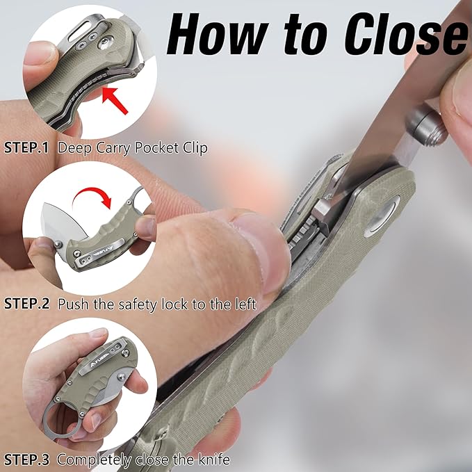 FLISSA 4" Small Folding Pocket Knife, Lightweight Utility Knife, Desert Tan G10 Handle, EDC Pocket Knife with 8Cr13MoV Steel Blade, Carry Pocket Clip, Bottle Opener and Flat Head Screwdriver, Liner Lock