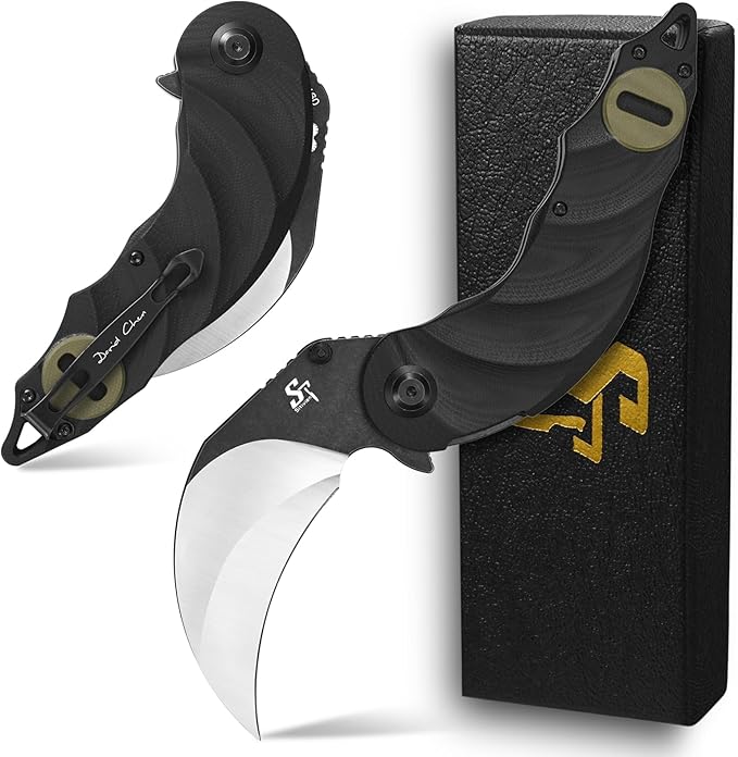 Sitivien ST160 Pocket Folding Knife,K110 Steel Blade with G10 Handle EDC Tool Knife for Outdoor Camping,Hiking,Fishing(Green)