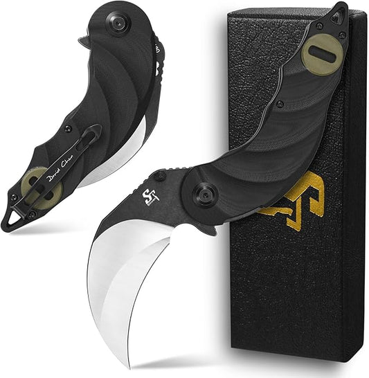 Sitivien ST160 Pocket Folding Knife,K110 Steel Blade with G10 Handle EDC Tool Knife for Outdoor Camping,Hiking,Fishing(Green)