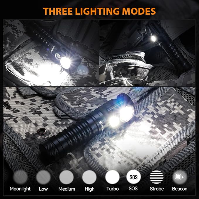 Wurkkos HD20 Rechargeable Headlamp Flashlight, Spotlight&Floodlight 90CRI 5000K Rechargeable Headlamp,2000Lumen Super Bright Headband Flashlight,IP68 Waterproof Headlamp for Camping Running(Black)