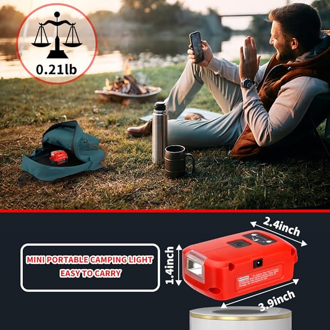 Battery Adapter Charger for Craftsman V20 Li-ion Battery, Power Source with 3W 140LM LED Light, 2 USB Ports, 12V DC Port Flashlight Worklight Outdoor Camping Lantern Light
